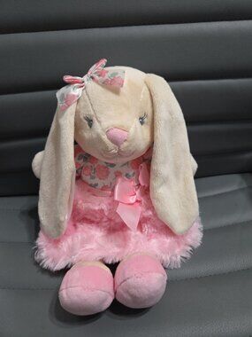 Baby Starters Bunny 12” Plush Ballerina Pink Tutu Floral Dress Satin Ears